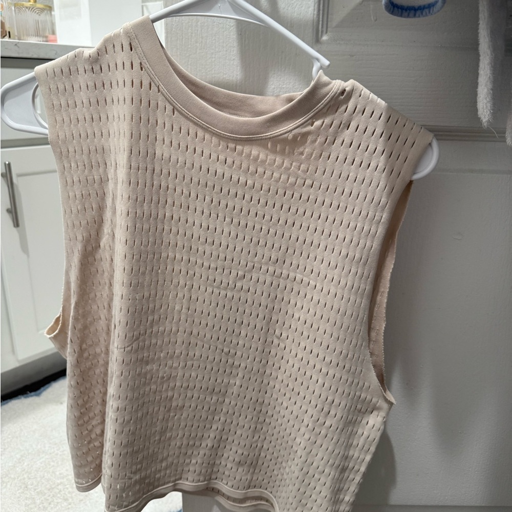 Sleeveless Beige Textured Women's Top